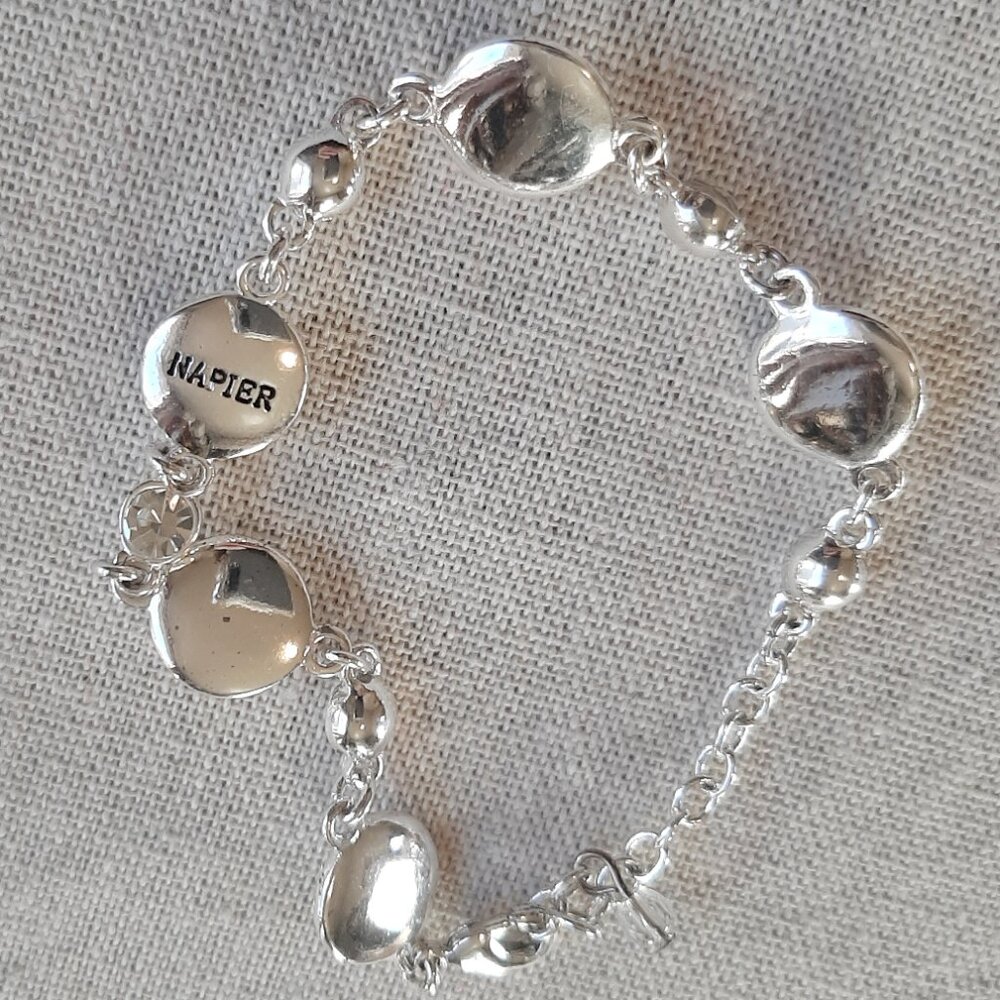 VTG Napier Clear Rhinestone Silver Tone Link Bracelet - Picture 5 of 7